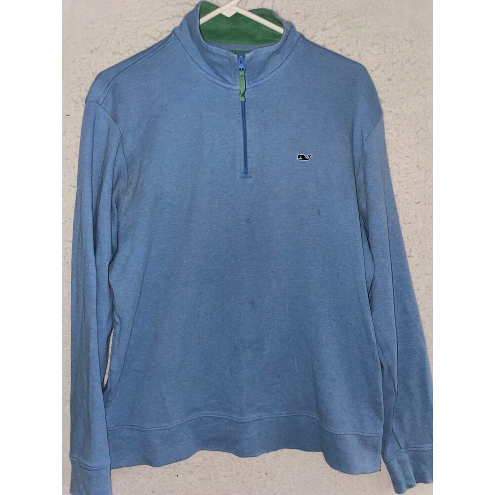 Vineyard Vines Pullover Mens M Blue Quarter Zip 100% Pima Cotton Preppy